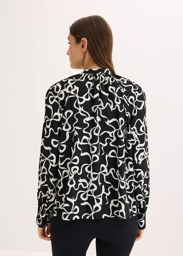 Schluppenbluse in schwarz von hinten (im Anschnitt) - bonprix
