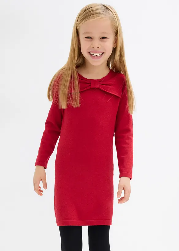 Strickkleid aus softem Viskose-Mix in rot von vorne (Totalaufnahme) - bonprix