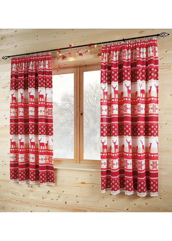Vorhang mit Elch Druck(1er Pack) in rot - bonprix