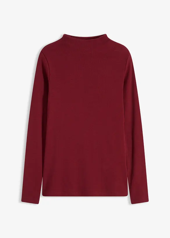 Geripptes Langarmshirt in rot von vorne - bonprix