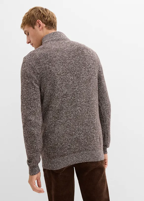 Troyer-Pullover mit reiner Baumwolle in braun von hinten (im Anschnitt) - bonprix