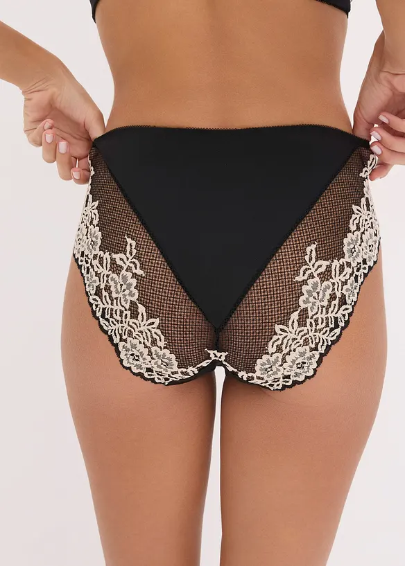 Maxislip mit zarter Spitze in schwarz von hinten - bonprix
