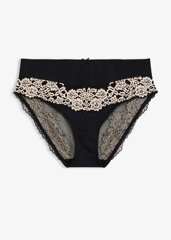 Maxislip mit zarter Spitze in schwarz von vorne - bonprix