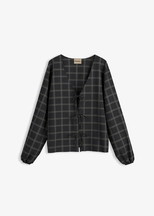 Weite Bluse aus softer Viskose in schwarz von vorne - bonprix