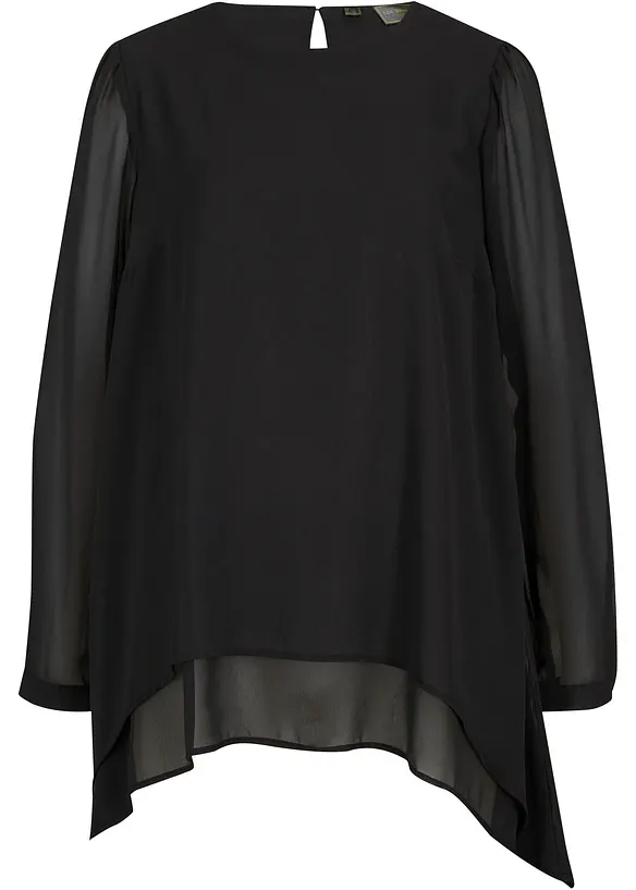 Vokuhila Long-Tunika in schwarz von vorne - bonprix
