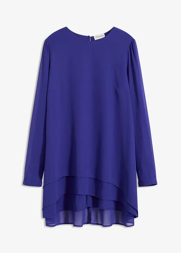 Vokuhila Long-Tunika in blau von vorne - bonprix