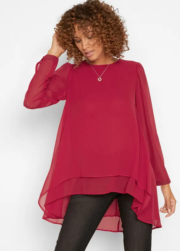 Vokuhila Long-Tunika in rot von vorne (im Anschnitt) - bonprix