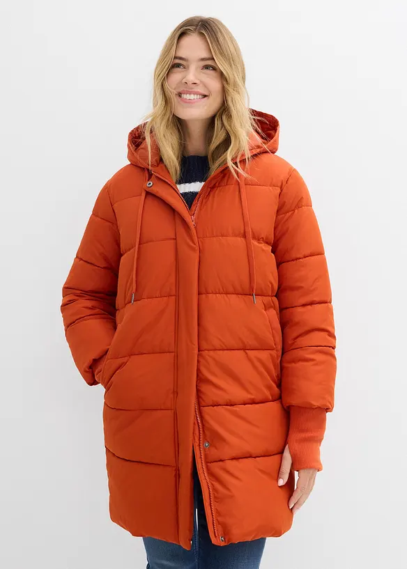 wasserabweisender Funktions- Steppmantel in orange von vorne (Totalaufnahme) - bonprix