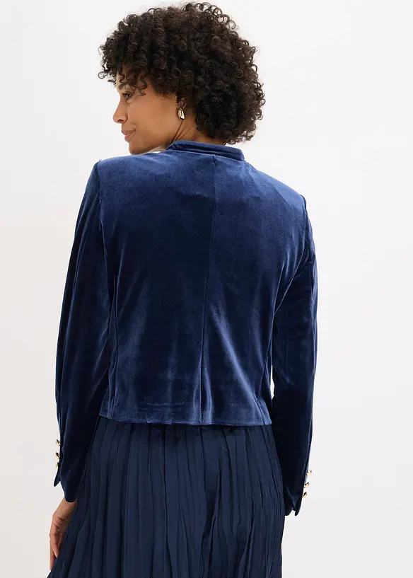 Samtjacke in blau von hinten (im Anschnitt) - bonprix