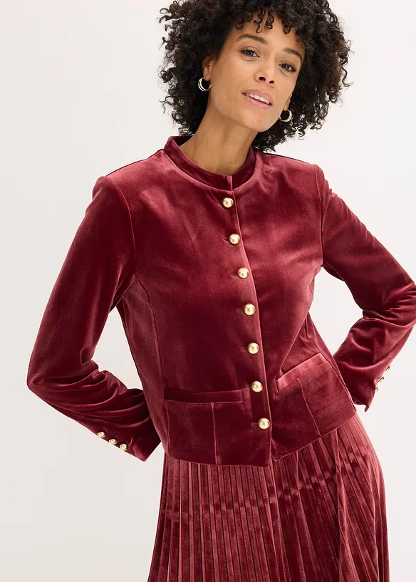 Samtjacke in rot von vorne (im Anschnitt) - bonprix