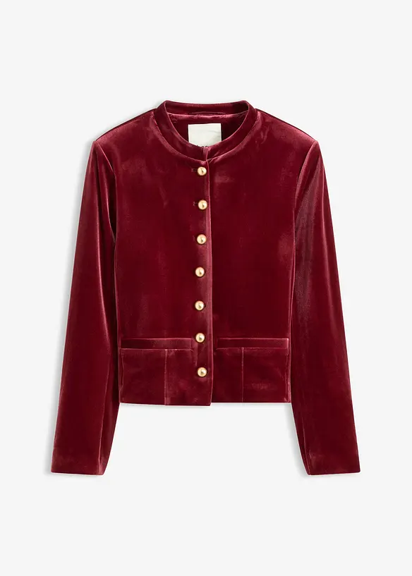 Samtjacke in rot von vorne - bonprix