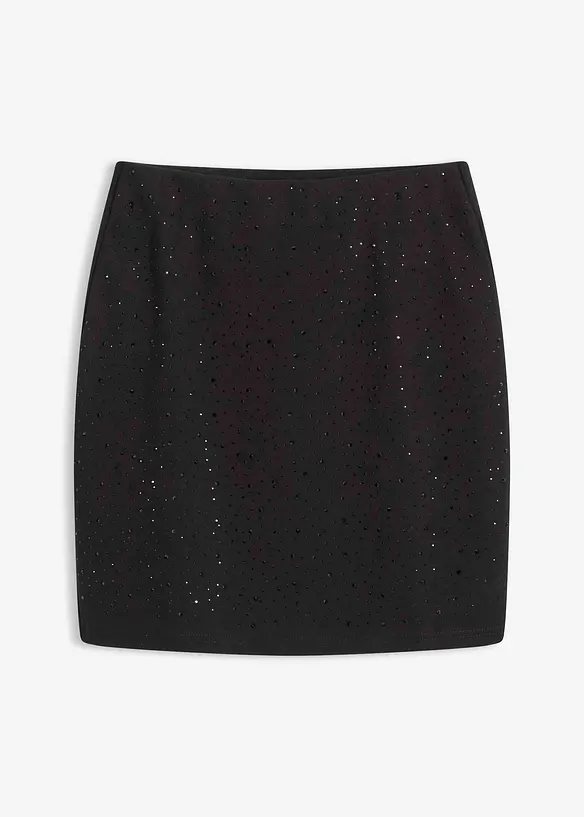 Minirock mit Glitzer-Effekt in schwarz von vorne - bonprix Minirock mit Glitzer-Effekt in schwarz von vorne - bonprix