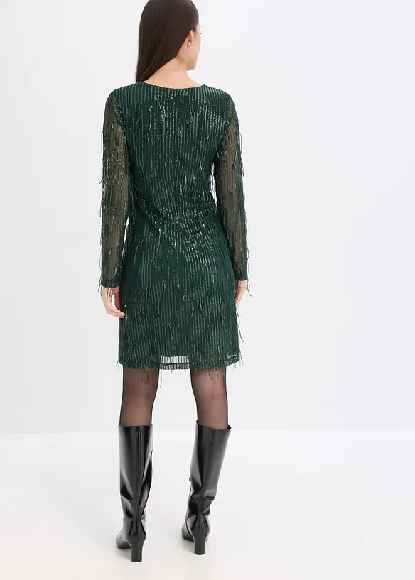 Paillettenkleid mit Fransen in grün von hinten (Totalaufnahme) - bonprix Paillettenkleid mit Fransen in grün von hinten (Totalaufnahme) - bonprix