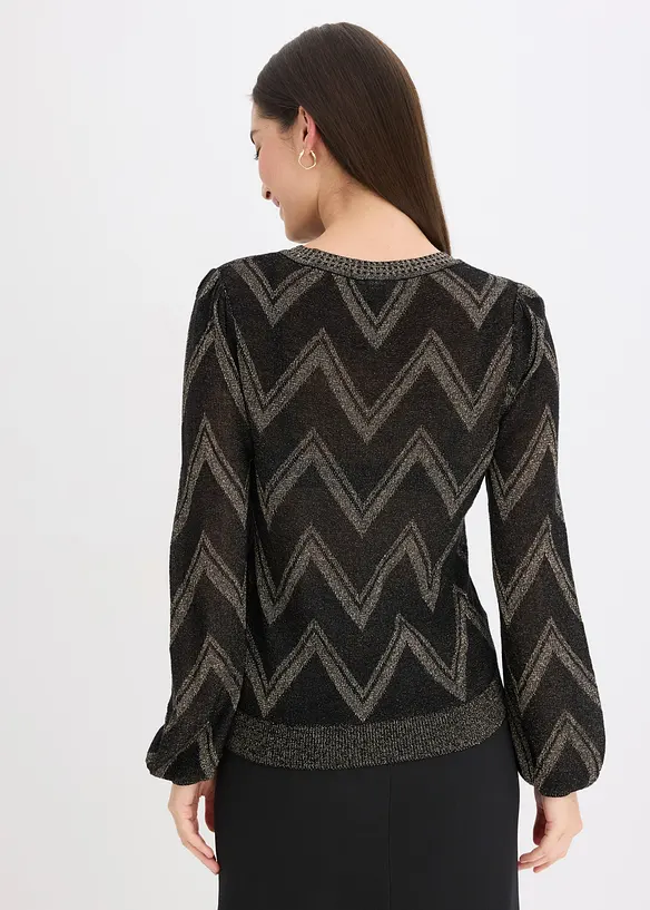 Feinstrickpullover mit Glitzereffekt in schwarz von hinten (im Anschnitt) - bonprix