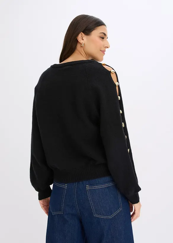 Pullover mit Metall-Perlen in schwarz von hinten (im Anschnitt) - bonprix