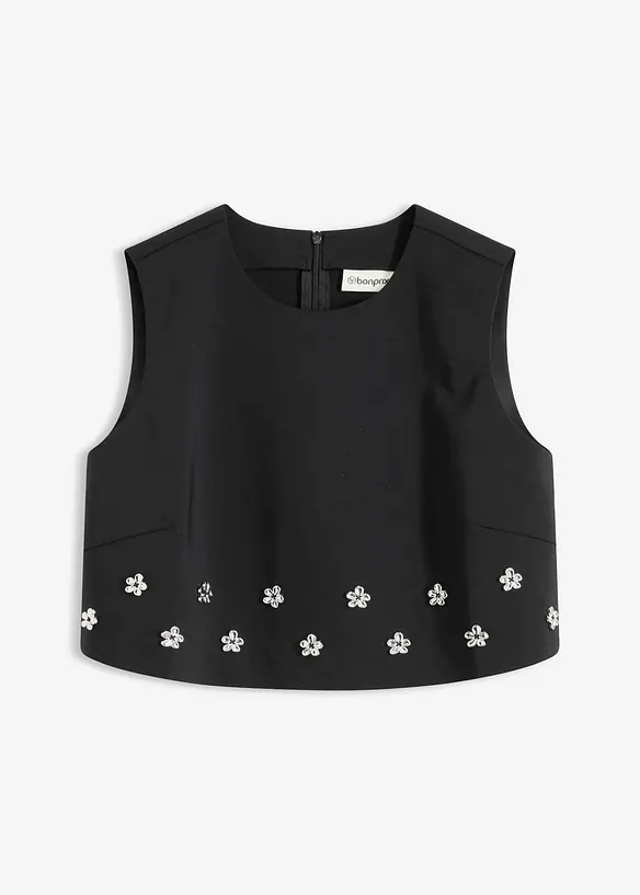 Bluse aus Baumwolle in schwarz von vorne - bonprix