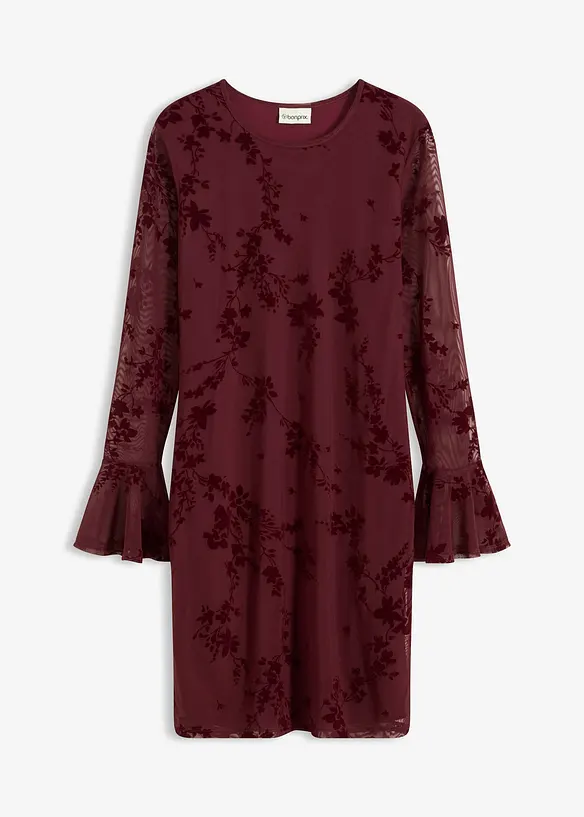 Minikleid mit Mesh in rot von vorne - bonprix