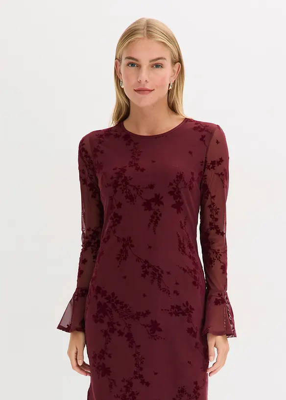 Minikleid mit Mesh in rot von vorne (Totalaufnahme) - bonprix