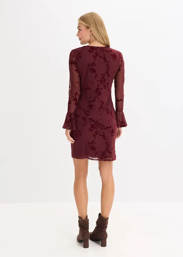 Minikleid mit Mesh in rot von hinten (Totalaufnahme) - bonprix