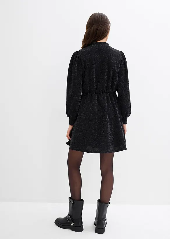 Glitzerkleid aus fester Interlock-Qualität in schwarz von hinten (Totalaufnahme) - bonprix