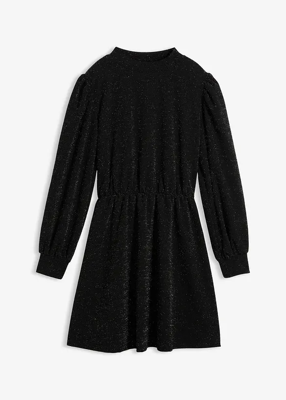 Glitzerkleid aus fester Interlock-Qualität in schwarz von vorne - bonprix