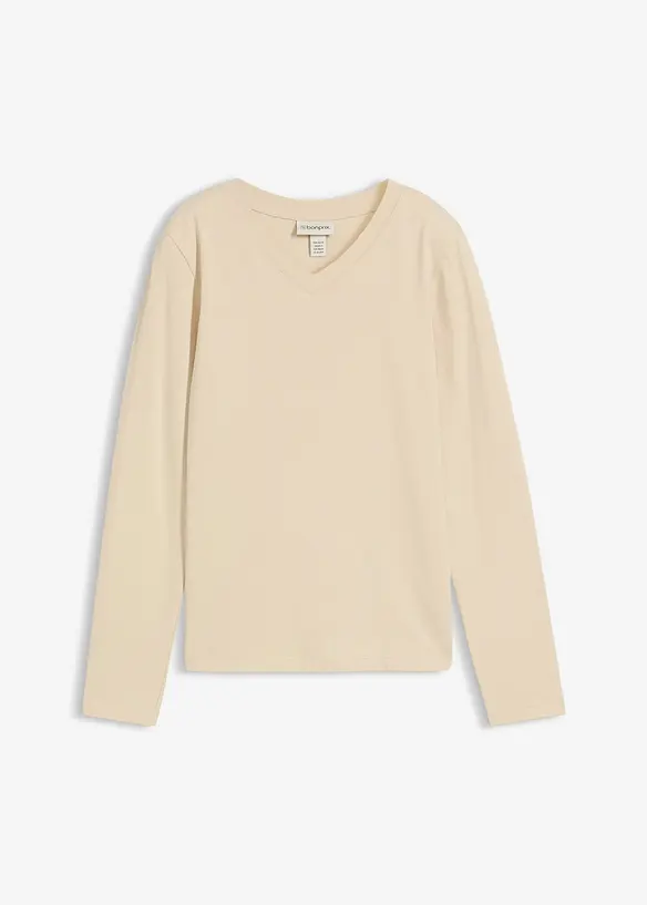 Figurbetontes Langarmshirt in beige von vorne - bonprix Figurbetontes Langarmshirt in beige von vorne - bonprix