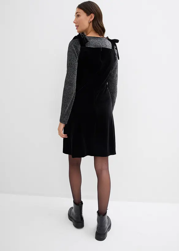 Minikleid aus softem Samt in schwarz von hinten (Totalaufnahme) - bonprix