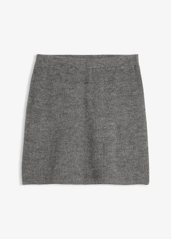Kurzer Strickrock in grau von vorne - bonprix