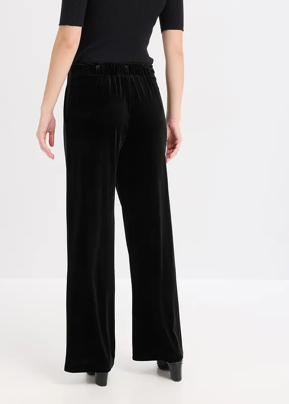 Hose aus softem Samt in schwarz von hinten - bonprix