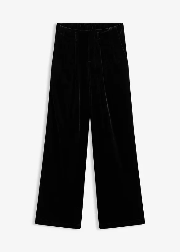 Hose aus softem Samt in schwarz von vorne - bonprix