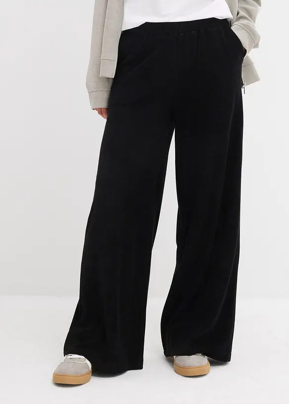 Jersey Frottee-Hose in schwarz von vorne - bonprix