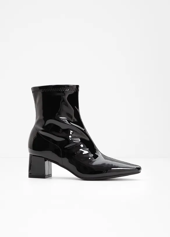 Stiefeletten in Lack-Optik in schwarz - bonprix