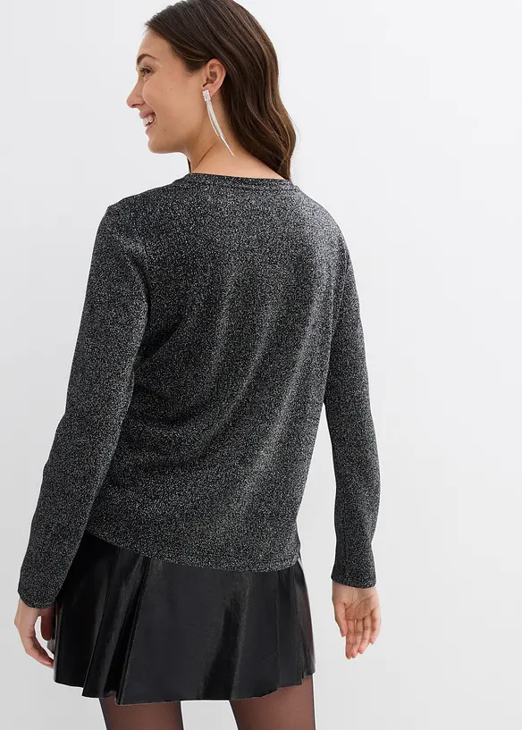 Langarmshirt mit Glitzergarn in schwarz von hinten (im Anschnitt) - bonprix