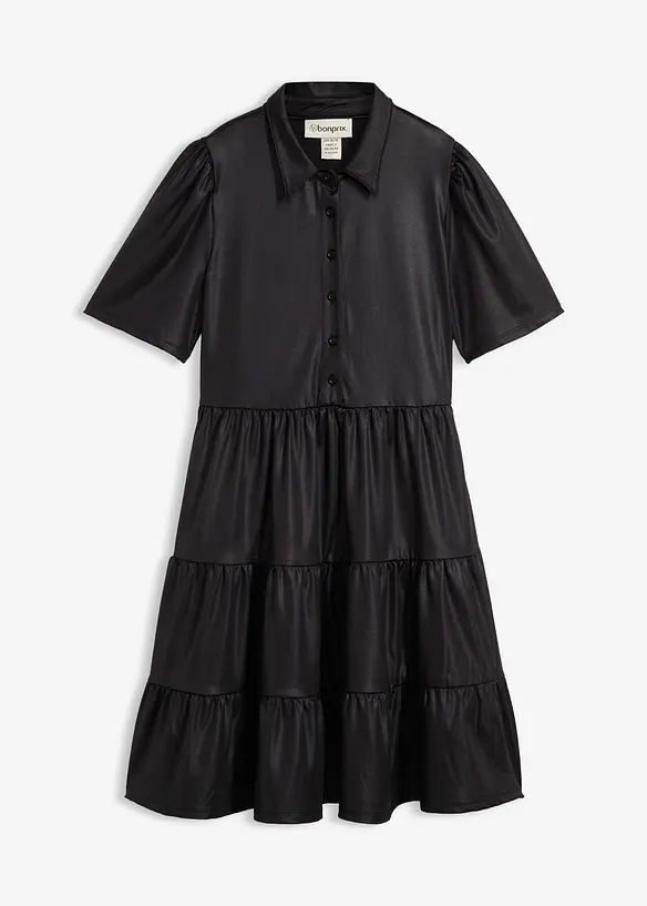 Minikleid aus glänzendem Material in schwarz von vorne - bonprix