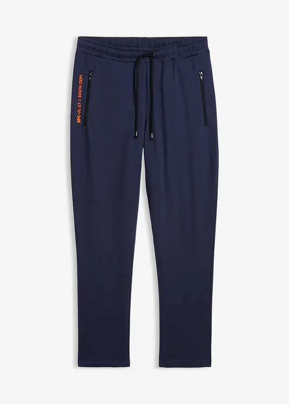 Jogginghose mit Reißverschlusstaschen in blau von vorne - bonprix