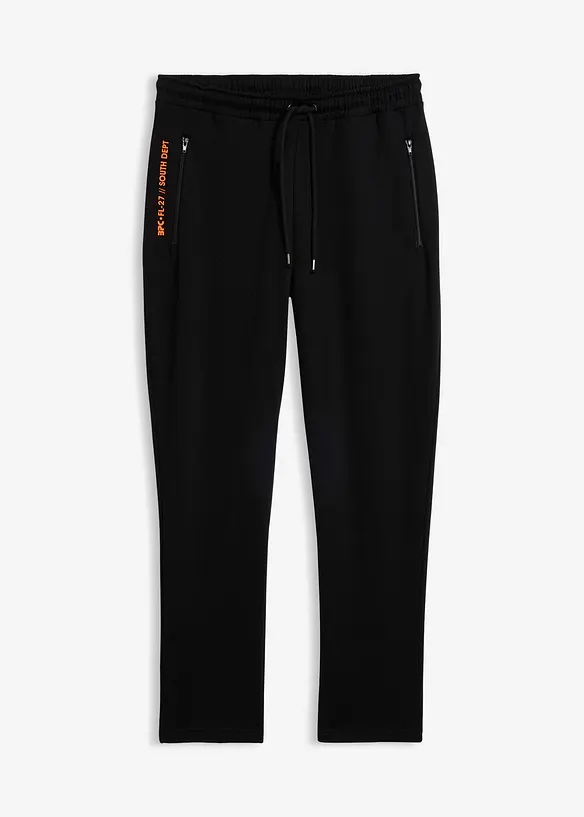 Jogginghose mit Reißverschlusstaschen in schwarz von vorne - bonprix