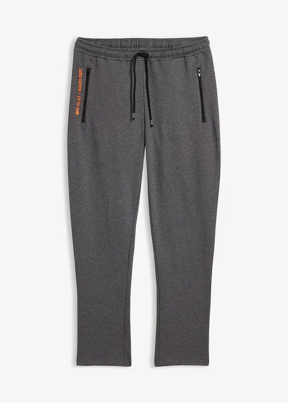 Jogginghose mit Reißverschlusstaschen in grau von vorne - bonprix