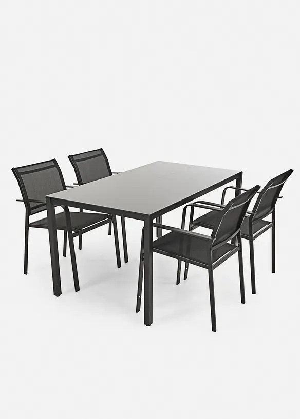Gartenmöbel Set (5-tlg. Set) in schwarz - bonprix