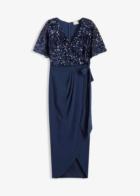 Maxikleid mit Paillettenstickerei in blau von vorne - bonprix Maxikleid mit Paillettenstickerei in blau von vorne - bonprix