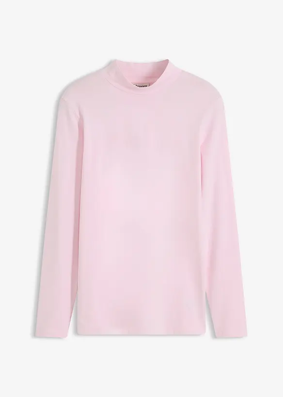 Figurbetontes Langarmshirt in rosa von vorne - bonprix