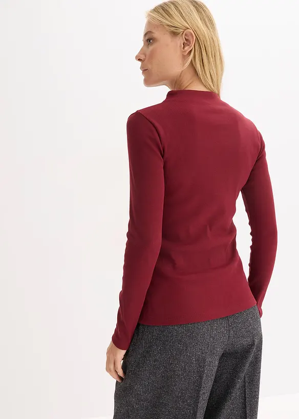 Geripptes Langarmshirt in rot von hinten (im Anschnitt) - bonprix