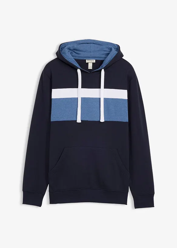 Hoodie in Regular Fit in blau von vorne - bonprix