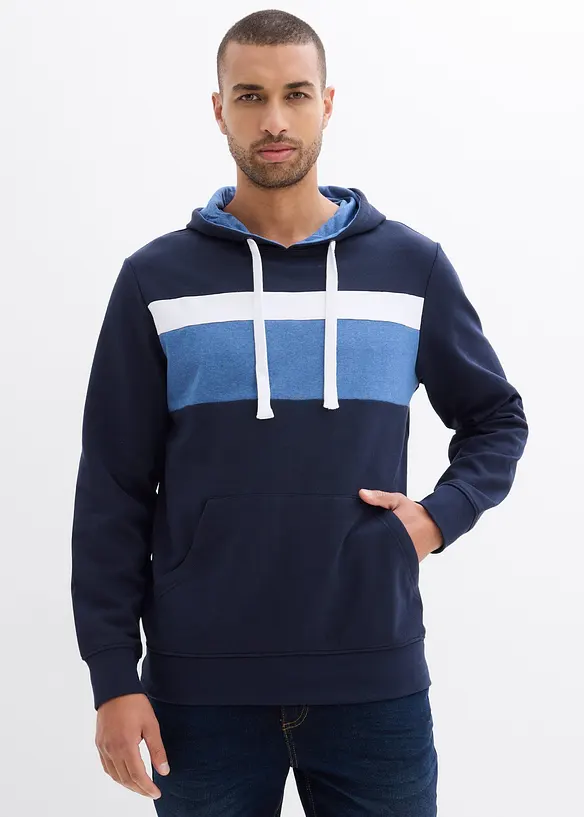 Hoodie in Regular Fit in blau von vorne (im Anschnitt) - bonprix