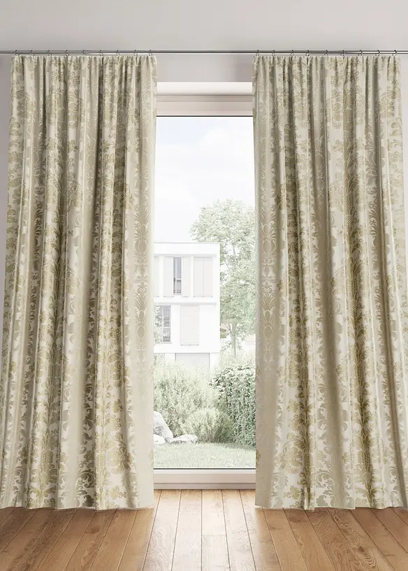 Blickdichter Vorhang aus gewebtem Jacquard, in vielen Größen (1er Pack) in beige - bonprix