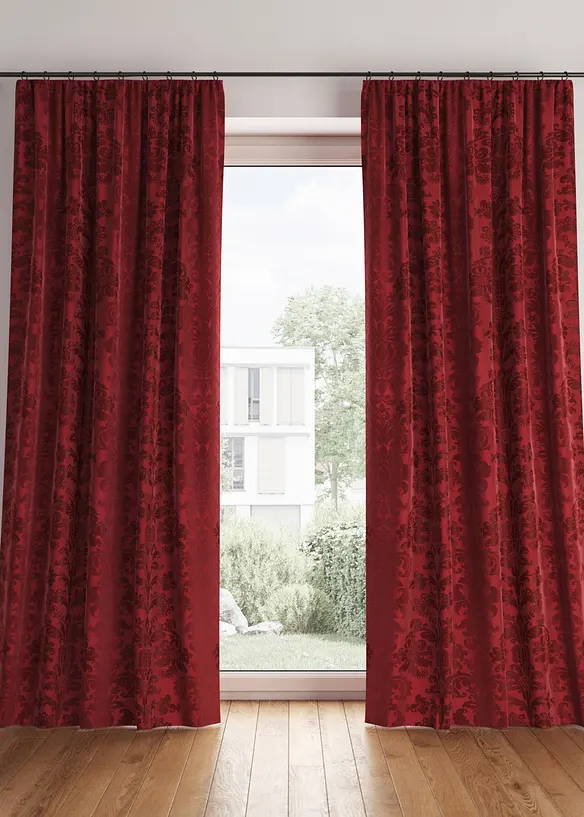 Blickdichter Vorhang aus gewebtem Jacquard, in vielen Größen (1er Pack) in rot - bonprix