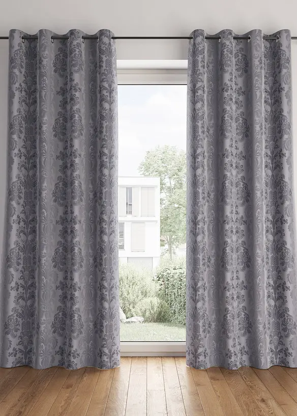 Blickdichter Vorhang aus gewebtem Jacquard, in vielen Größen (1er Pack) in grau - bonprix