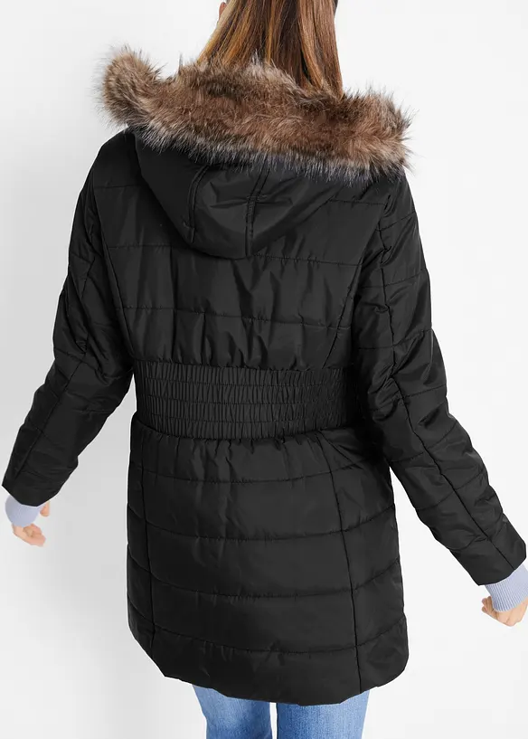 wasserabweisende Funktions-Longjacke in 2-in-1-Optik, gesteppt in schwarz von hinten (im Anschnitt) - bonprix