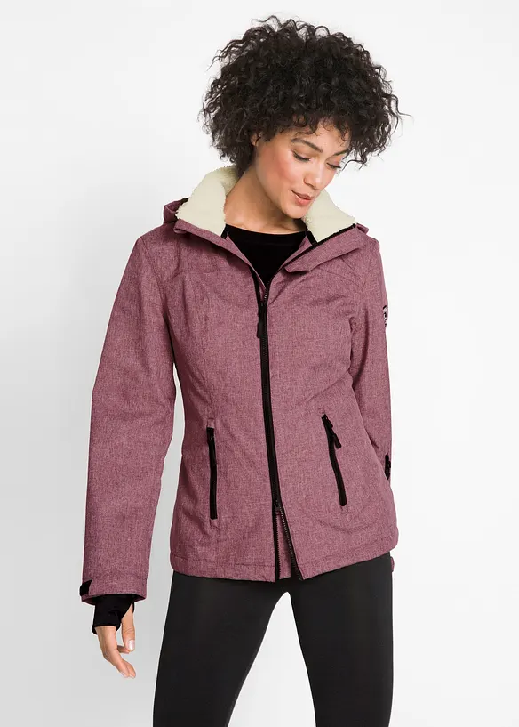 wasserdichte Outdoor-Funktions-Jacke mit Teddyfleece in rot von vorne (im Anschnitt) - bonprix