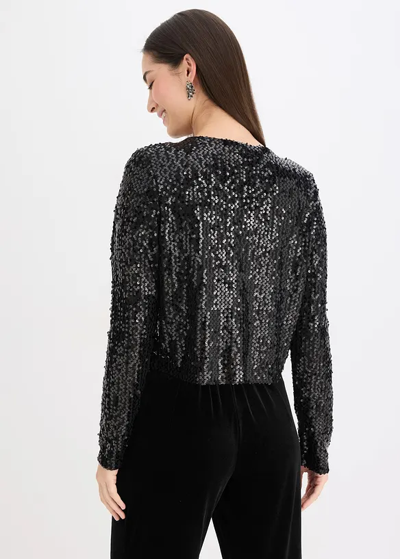Pailletten-Jacke in schwarz von hinten (im Anschnitt) - bonprix