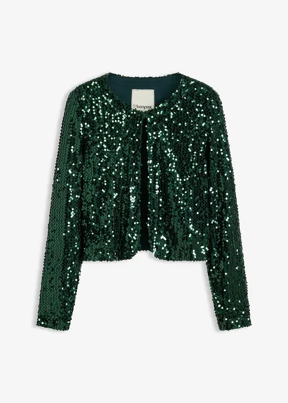 Pailletten-Jacke in grün von vorne - bonprix